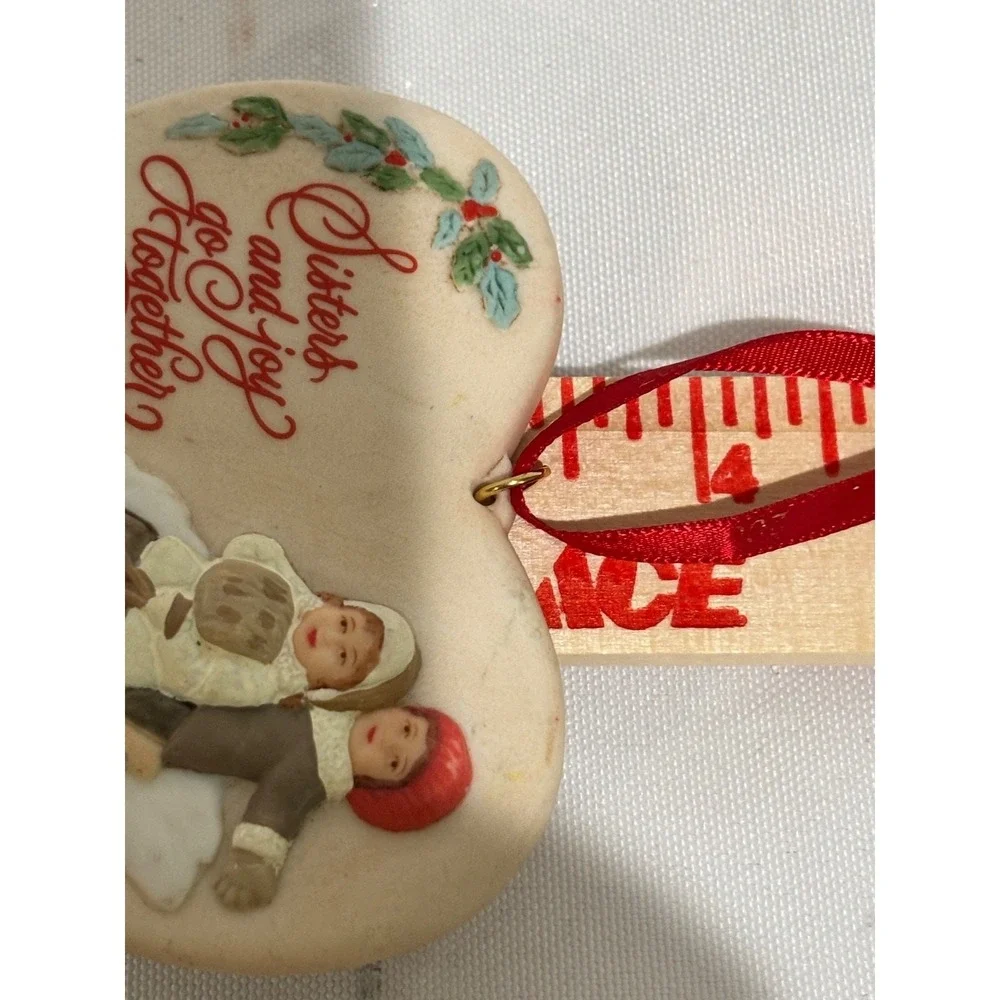 Hallmark Keepsake Heart‎ Ornament Sisters and Joy go together Holiday porcelain